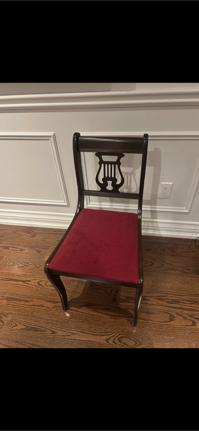 Dark Wood Accent Chair with Burgundy Seat