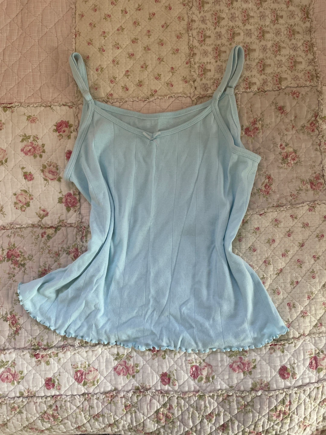 Light Blue Ribbed Tank Top