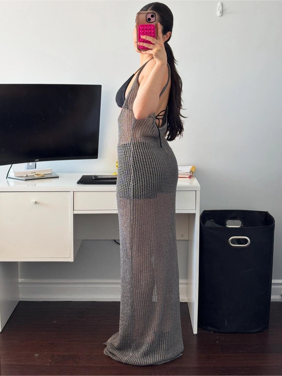 The Kript | maxi knit swim cover up dress - M