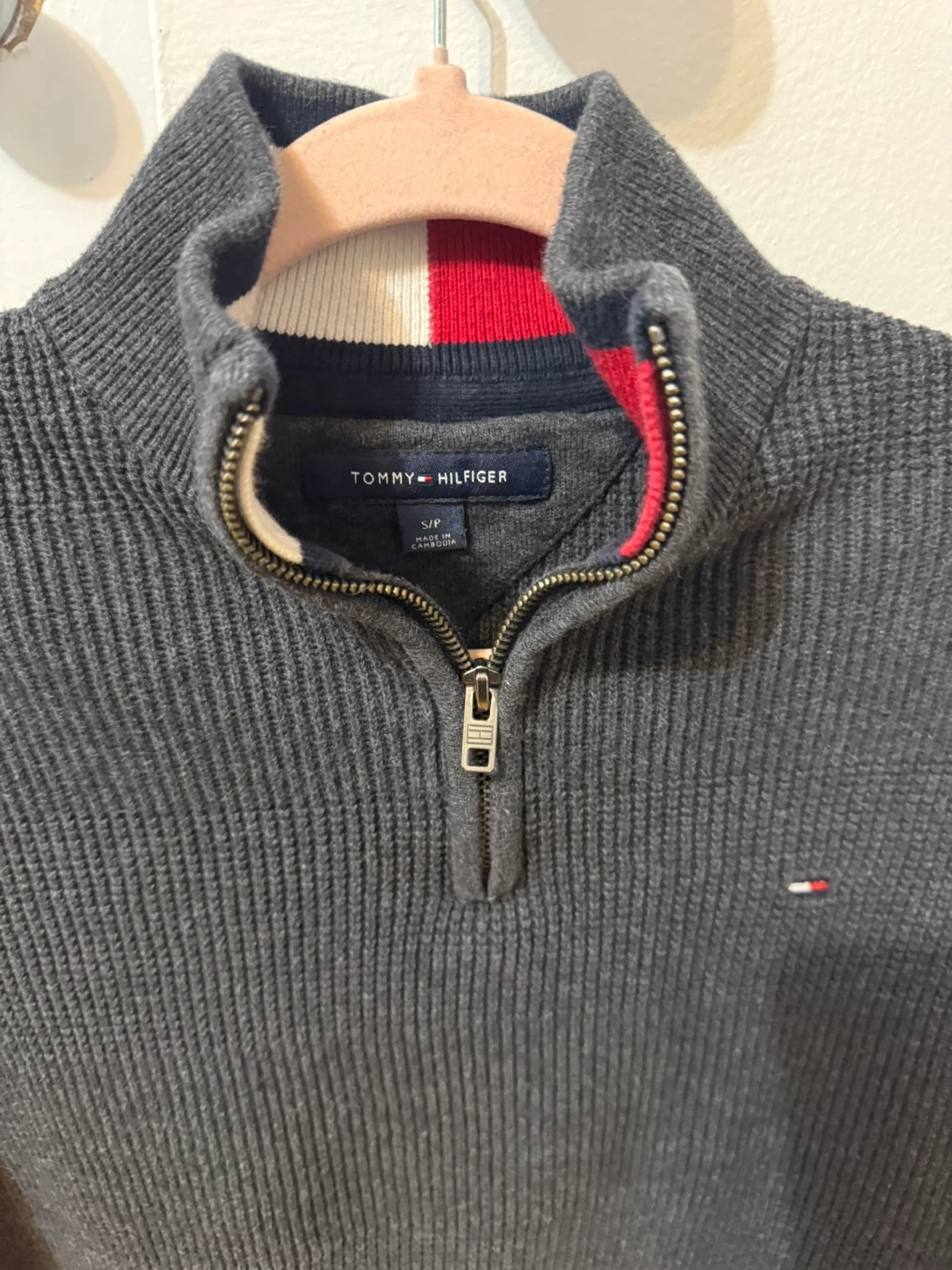 Tommy Hilfiger Men's Grey 1/4 Zip Sweater - Size S/P - photo 3