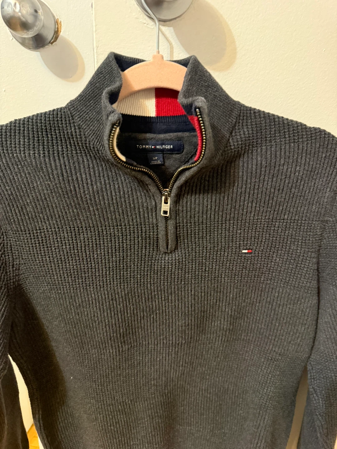Tommy Hilfiger Men's Grey 1/4 Zip Sweater - Size S/P - photo 2