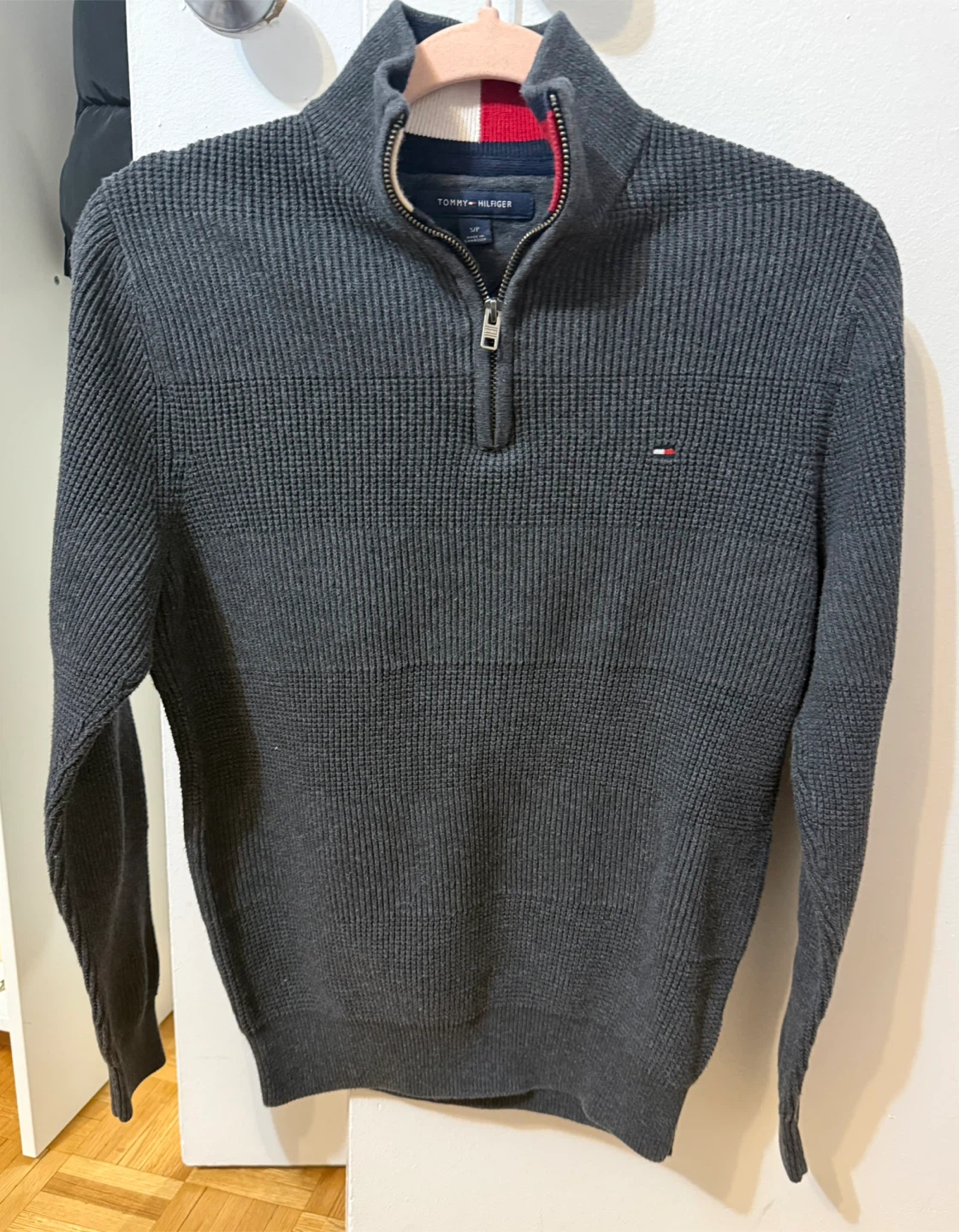 Tommy Hilfiger Men's Grey 1/4 Zip Sweater - Size S/P