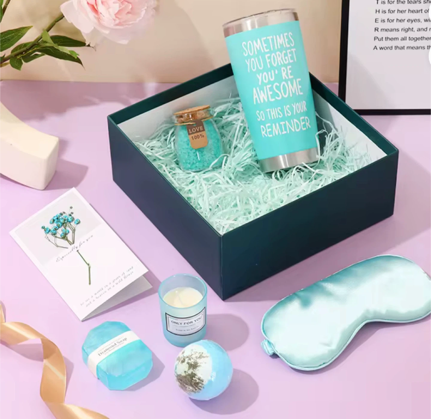 Self-Care Gift Set with Tumbler, Candle, and Bath Bomb - photo 4