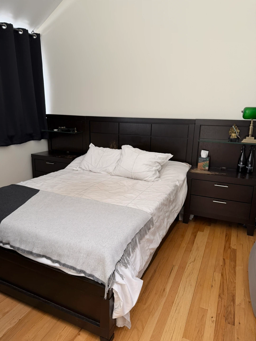 Dark Brown Queen Bed Frame with Integrated Nightstands - photo 2