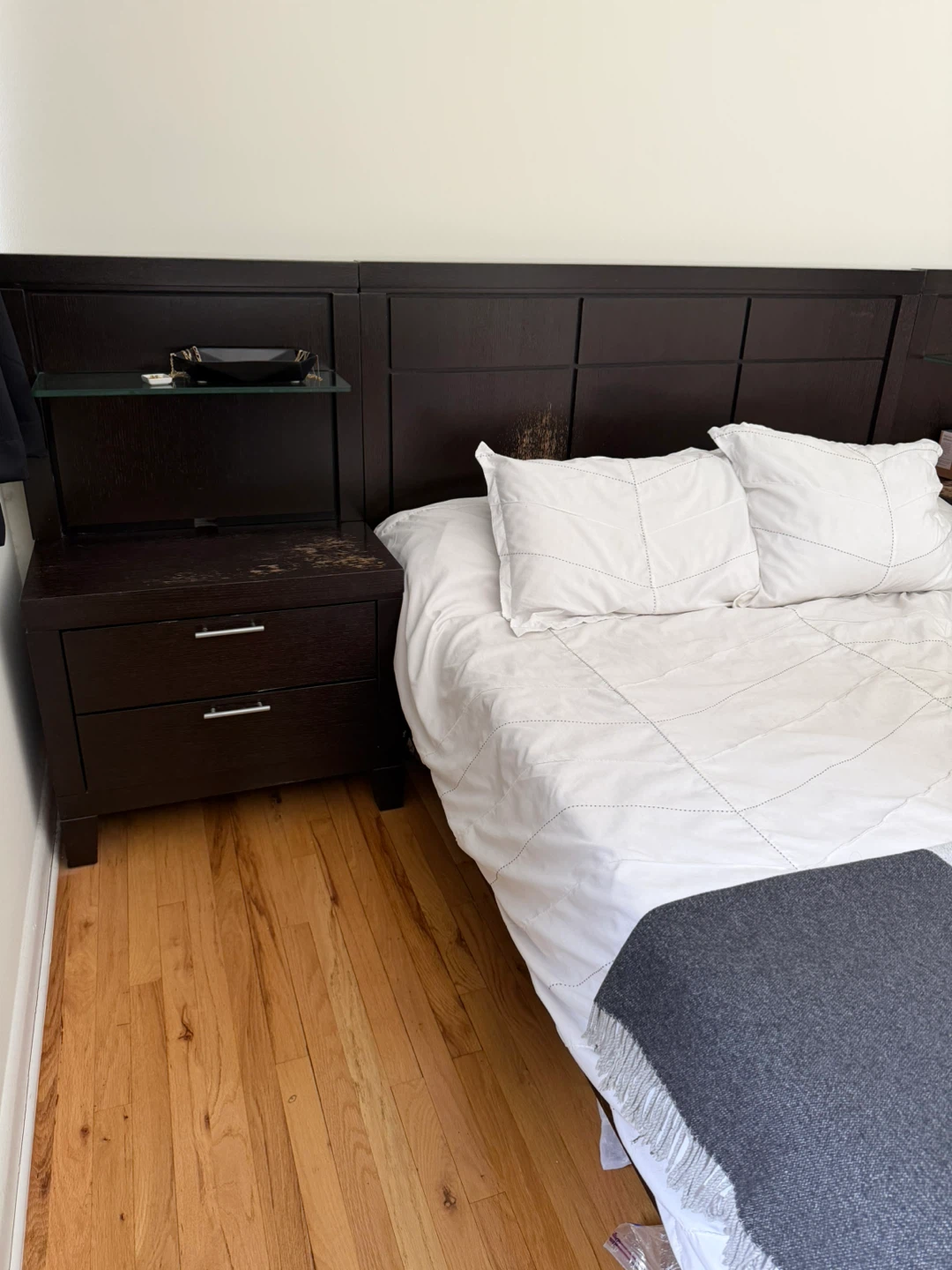 Dark Brown Queen Bed Frame with Integrated Nightstands - photo 4