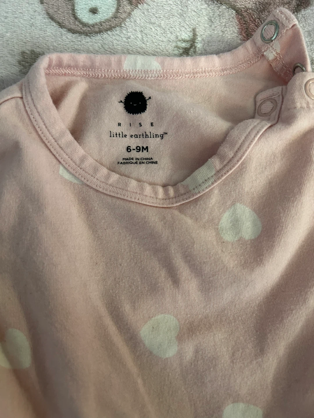 Little Earthling Pink Heart Print Baby Dress/Bodysuit - 6-9M - photo 2