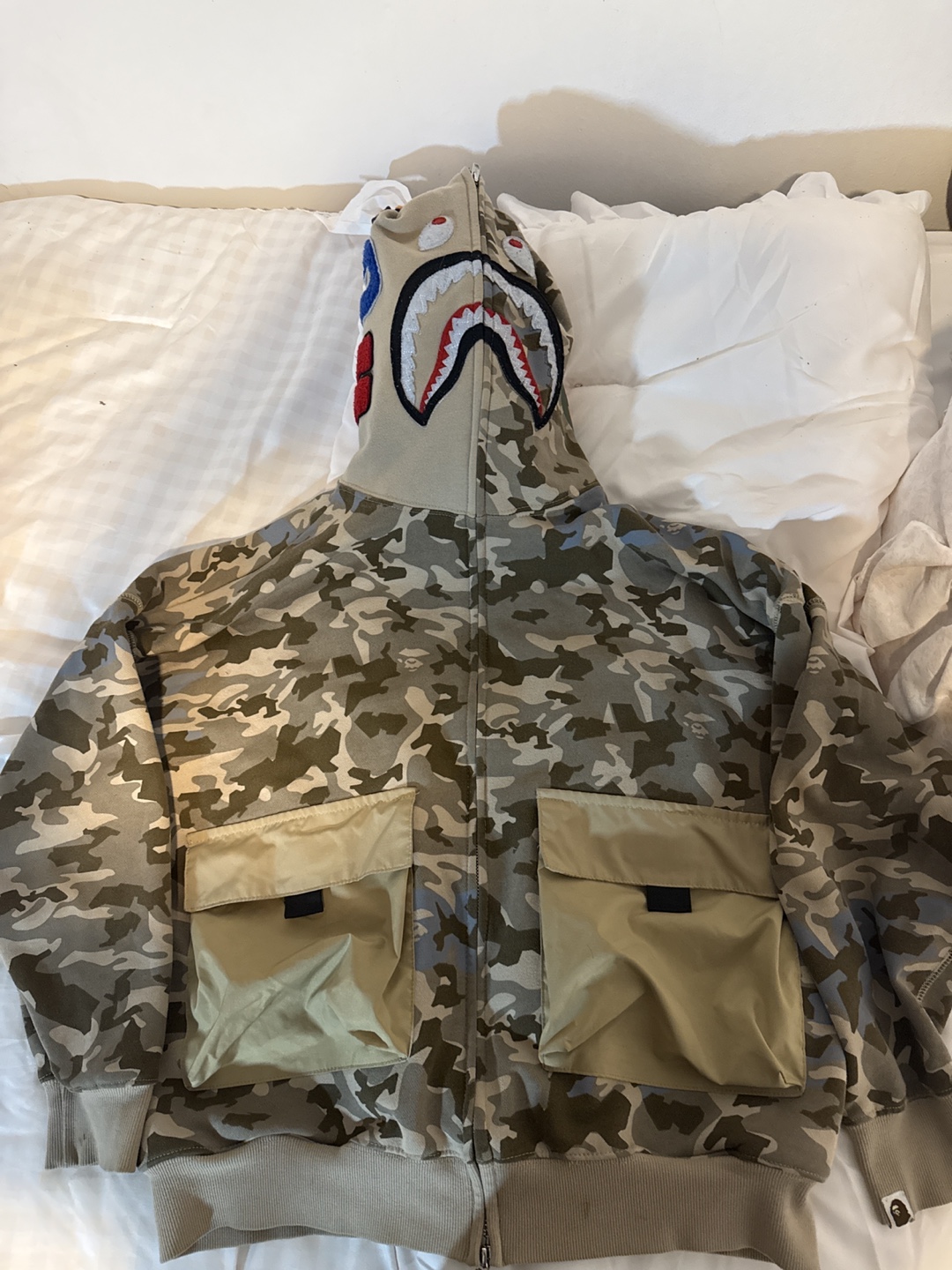 A Bathing Ape Camo Shark Full Zip Hoodie Size M