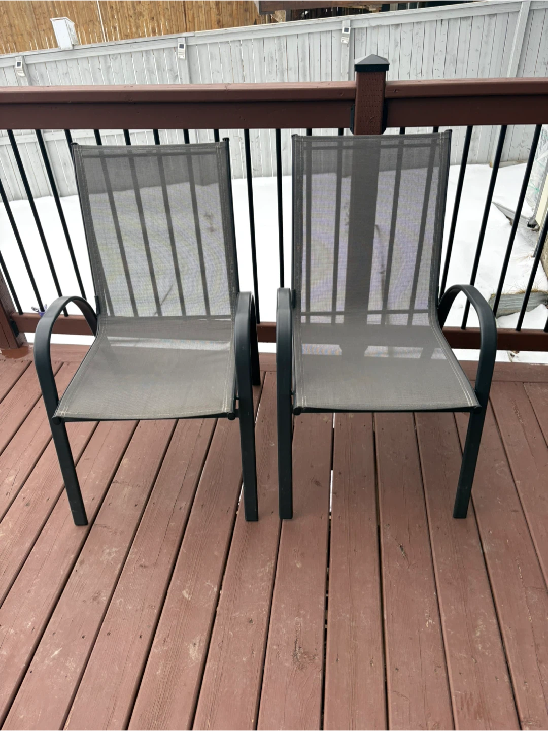 2 Dark Slate-Grey Patio outdoor Chairs
