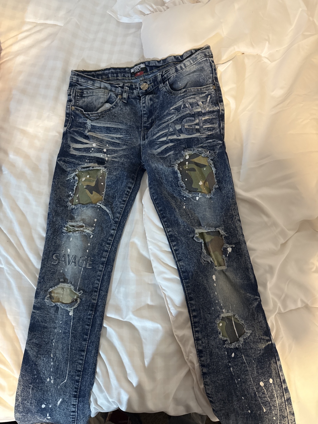 Rock Salt Distressed "SAVAGE" Jeans Size 14