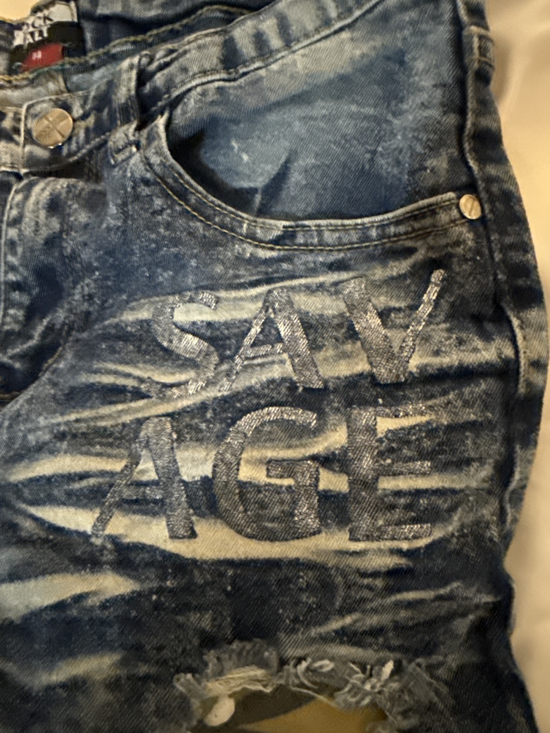Rock Salt Distressed "SAVAGE" Jeans Size 14 - photo 2