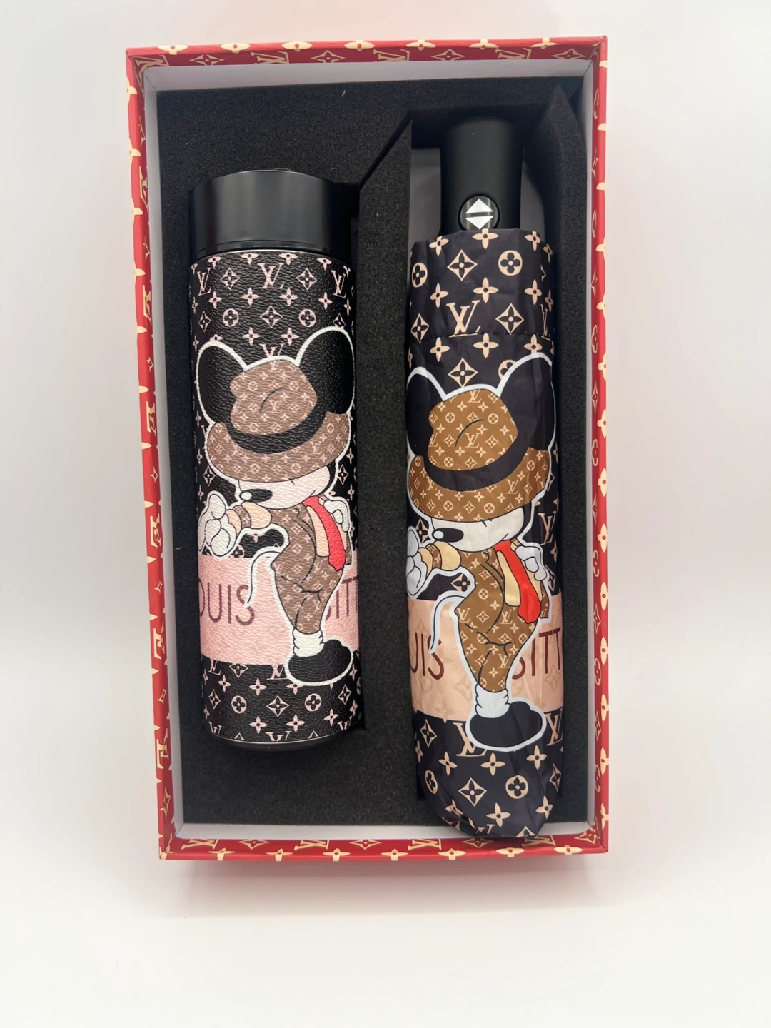 Mickey Mouse Themed Travel thermos, and Umbrella Set