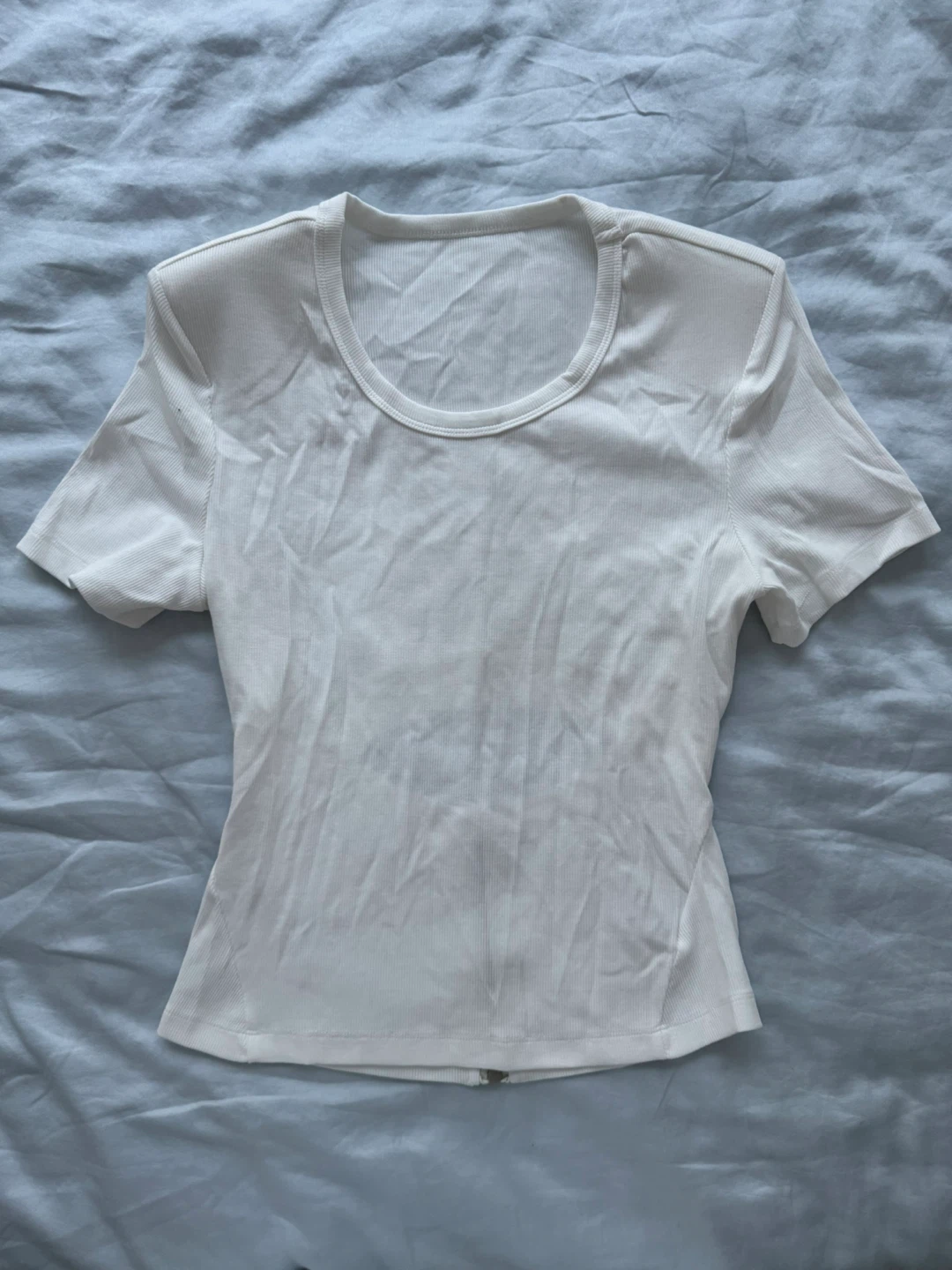 White Ribbed T-Shirt