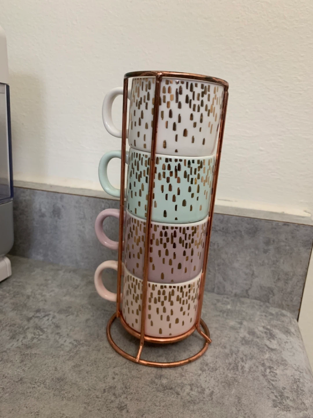 Set of 4 Stackable Espresso Cups with Stand