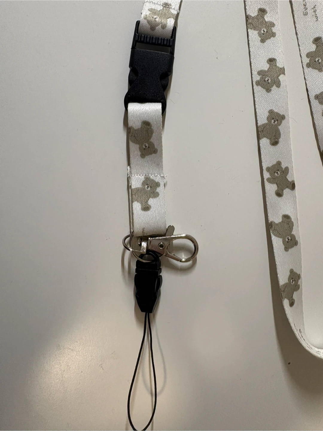 White Lanyard with Teddy Bear Pattern - photo 3