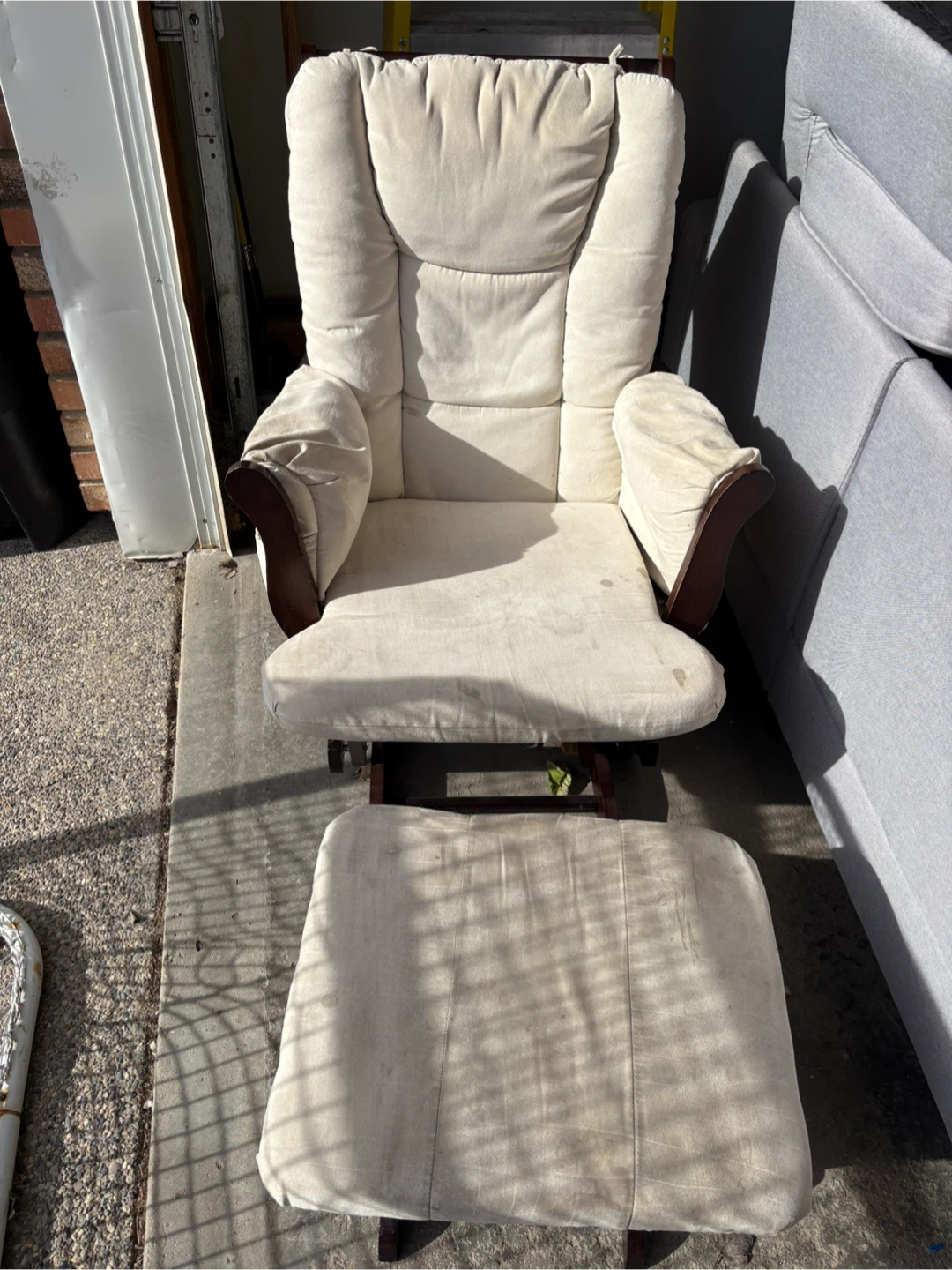 Cream Glider/Rocker  Chair and Ottoman