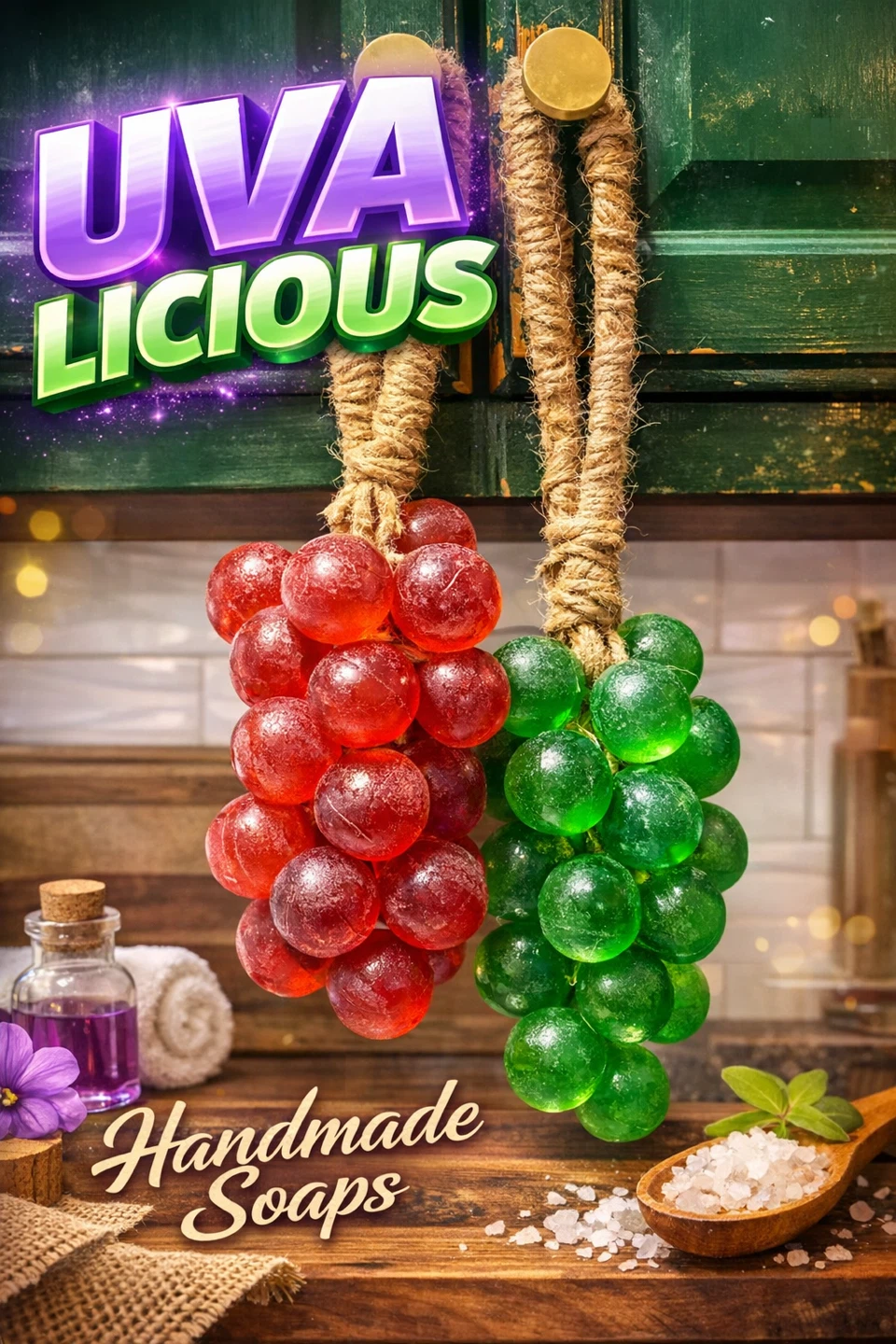 Uva Licious Handmade Soaps - Grape Bunch Design (Red & Green) - photo 4
