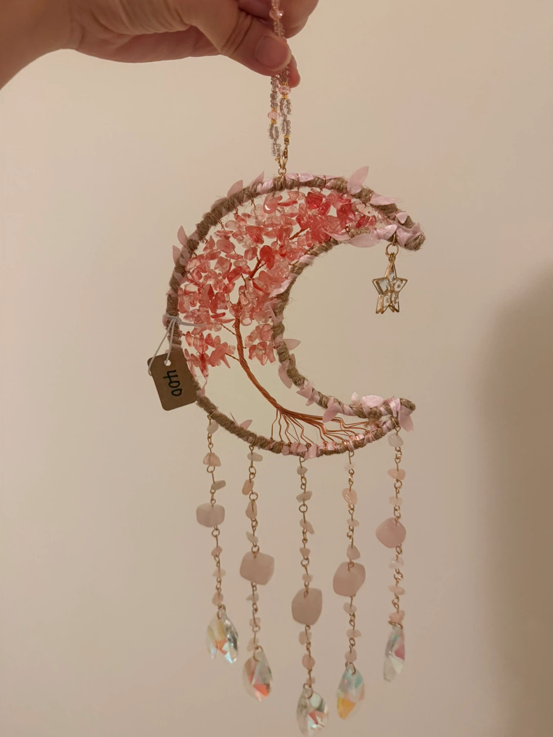 Moon Dreamcatcher with Pink Crystals - photo 2