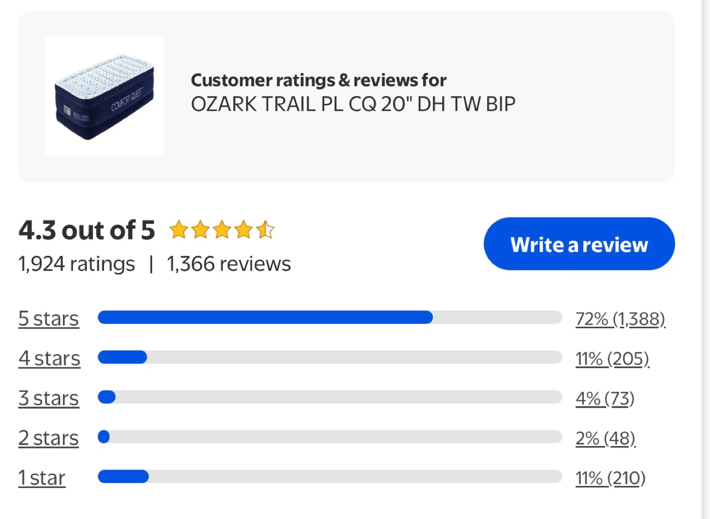 NEW- Ozark Comfort Quest Twin Air Mattress/ Built-in Pump - photo 2