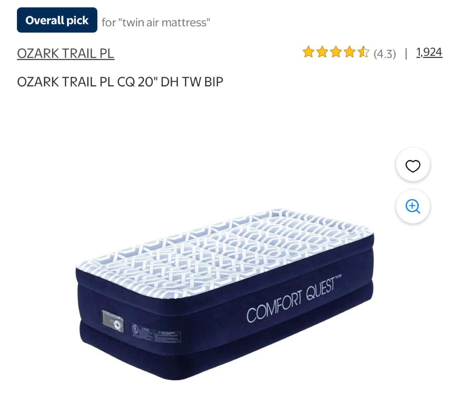 NEW- Ozark Comfort Quest Twin Air Mattress/ Built-in Pump - photo 3