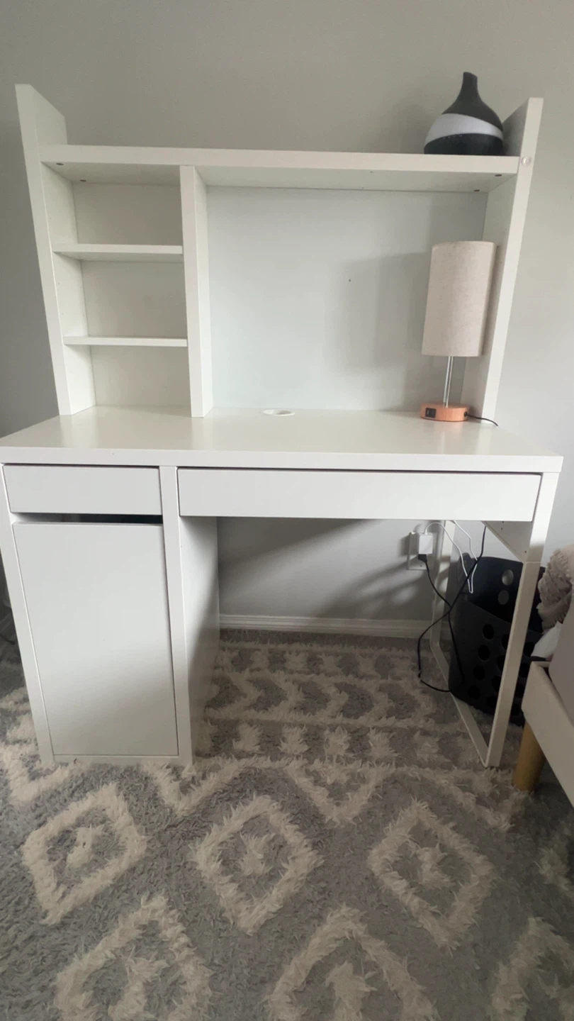 IKEA White computer desk with hutch