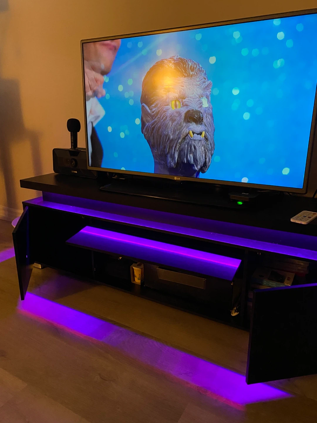 Black TV Stand with LED Lights - photo 3