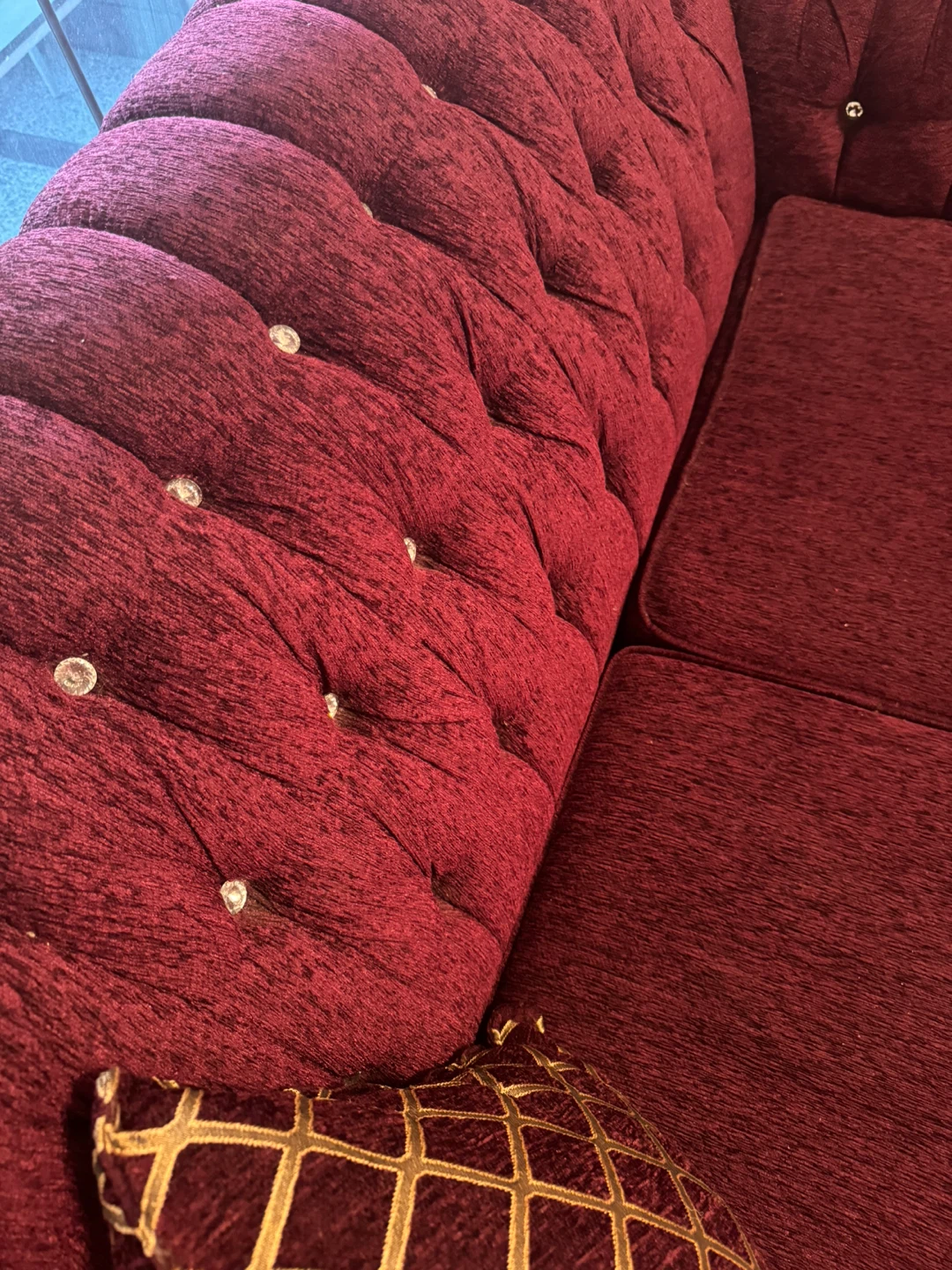 Burgundy Tufted Sofa and Loveseat Set with Sofa bed - photo 4