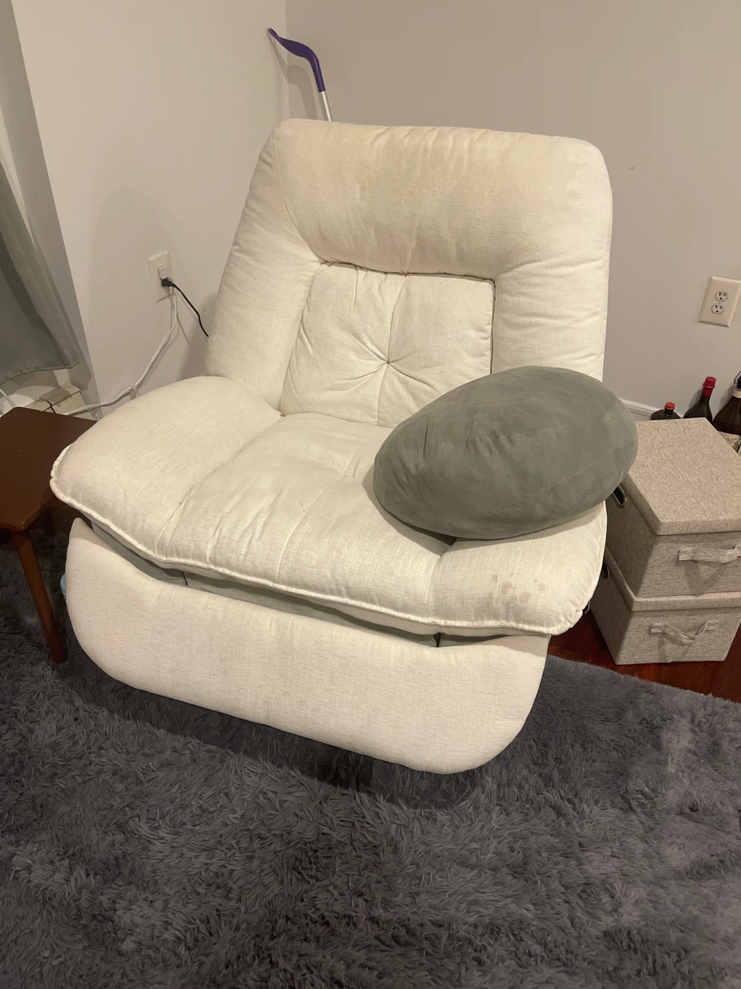 Cream Upholstered Recliner Chair
