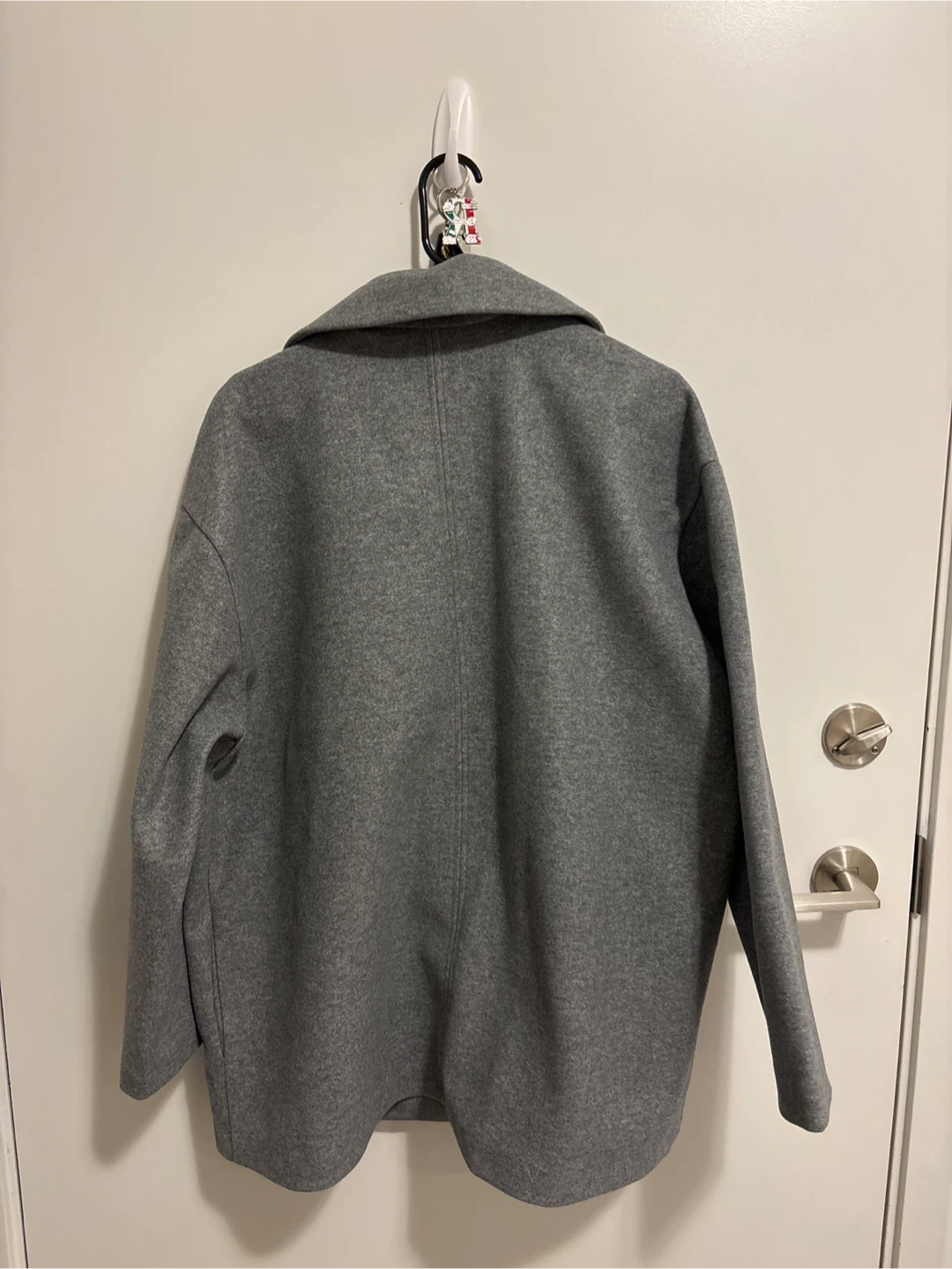 ZARA Grey Double-Breasted Wool Blend Peacoat - XL - photo 2