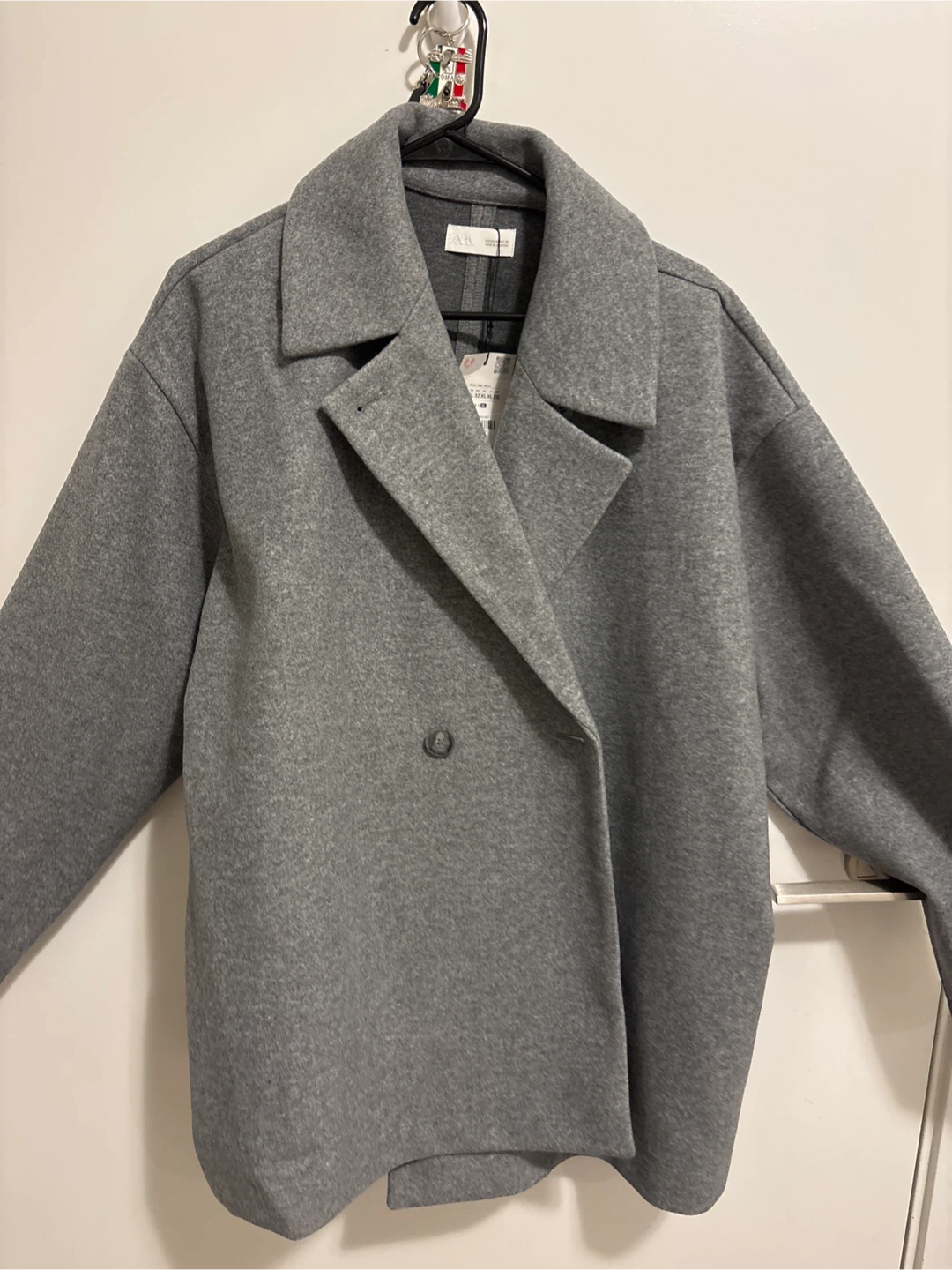 ZARA Grey Double-Breasted Wool Blend Peacoat - XL - photo 5
