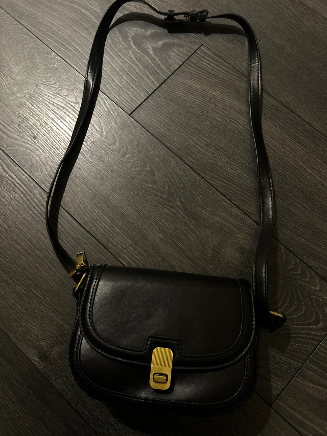 Black Faux Leather Shoulder Bag - photo 3