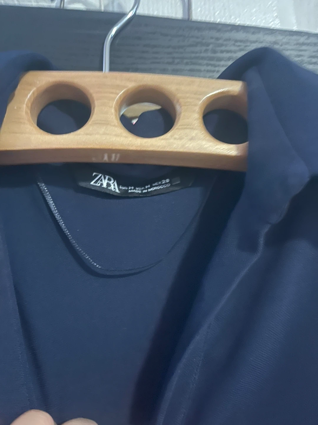 ZARA Navy Blue Long Sleeve Button-Up Shirt Dress - photo 3