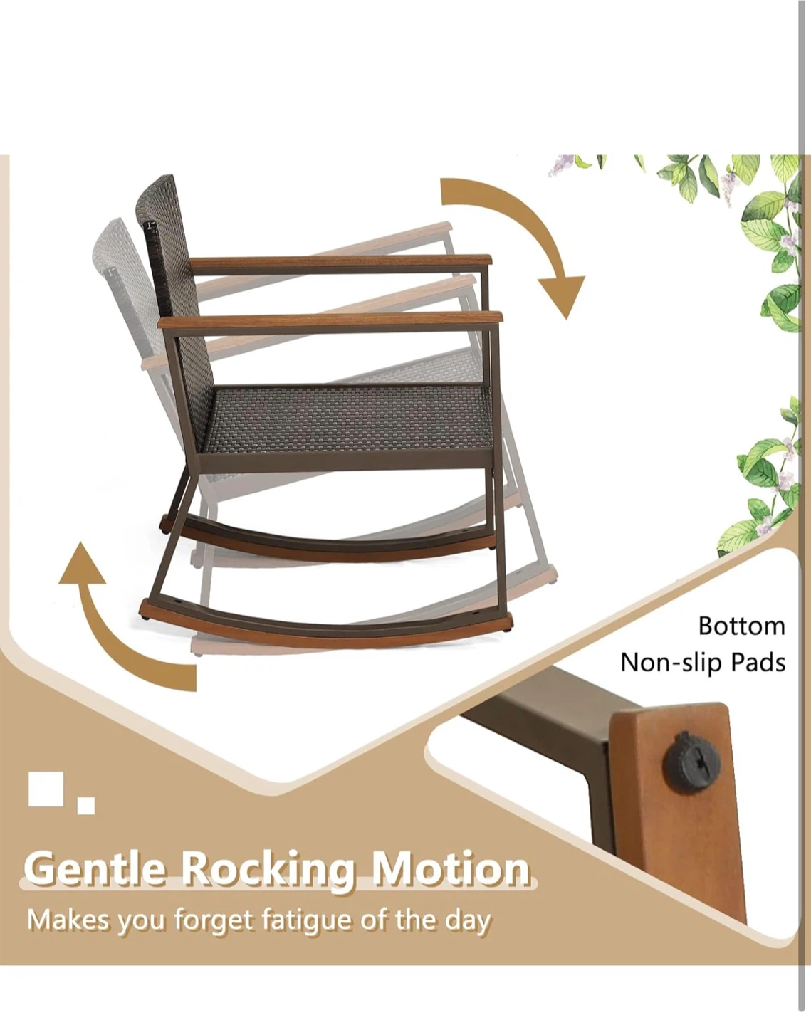 Rattan Rocking Chair and Side Table Set - photo 3
