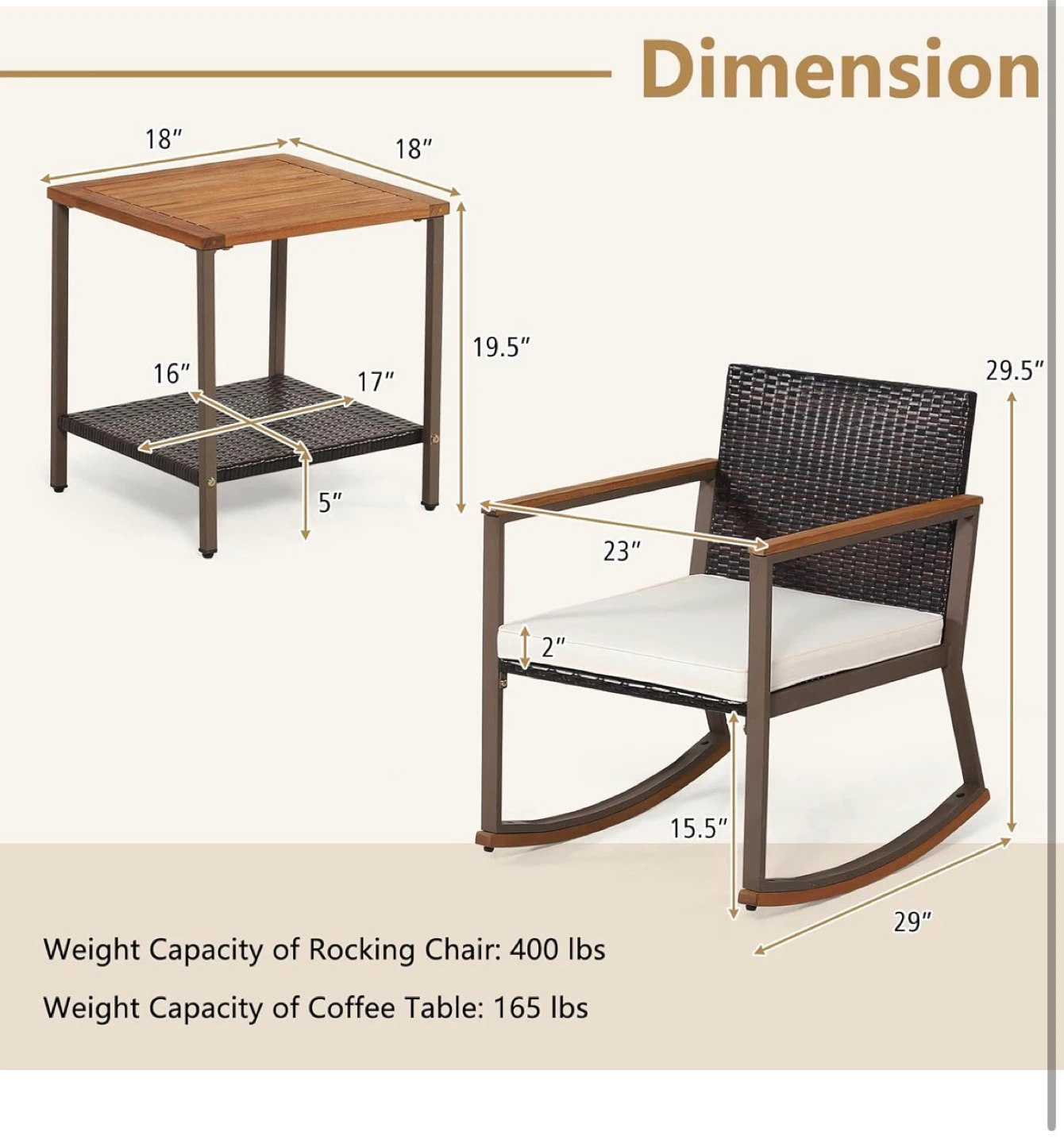 Rattan Rocking Chair and Side Table Set - photo 4