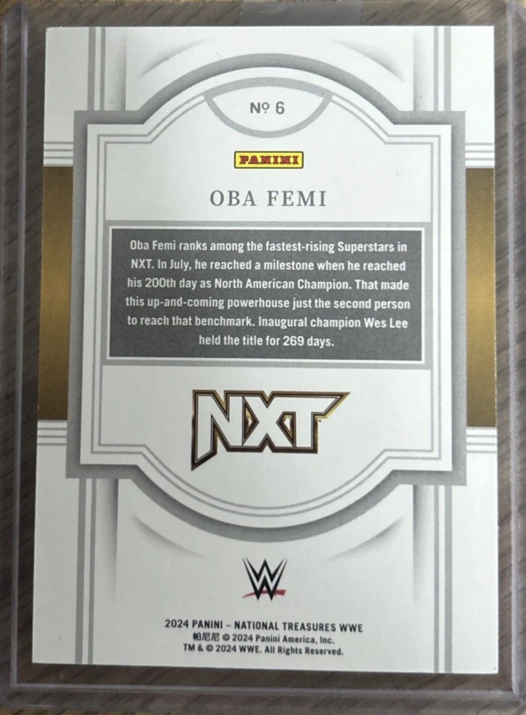 2024 Panini National Treasures WWE Oba Femi Rookie RC Card 53/99 - photo 2