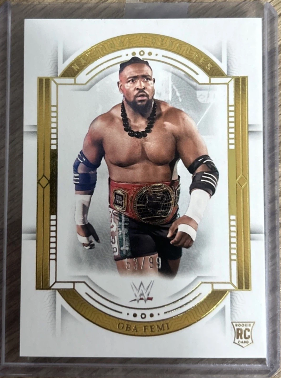 2024 Panini National Treasures WWE Oba Femi Rookie RC Card 53/99