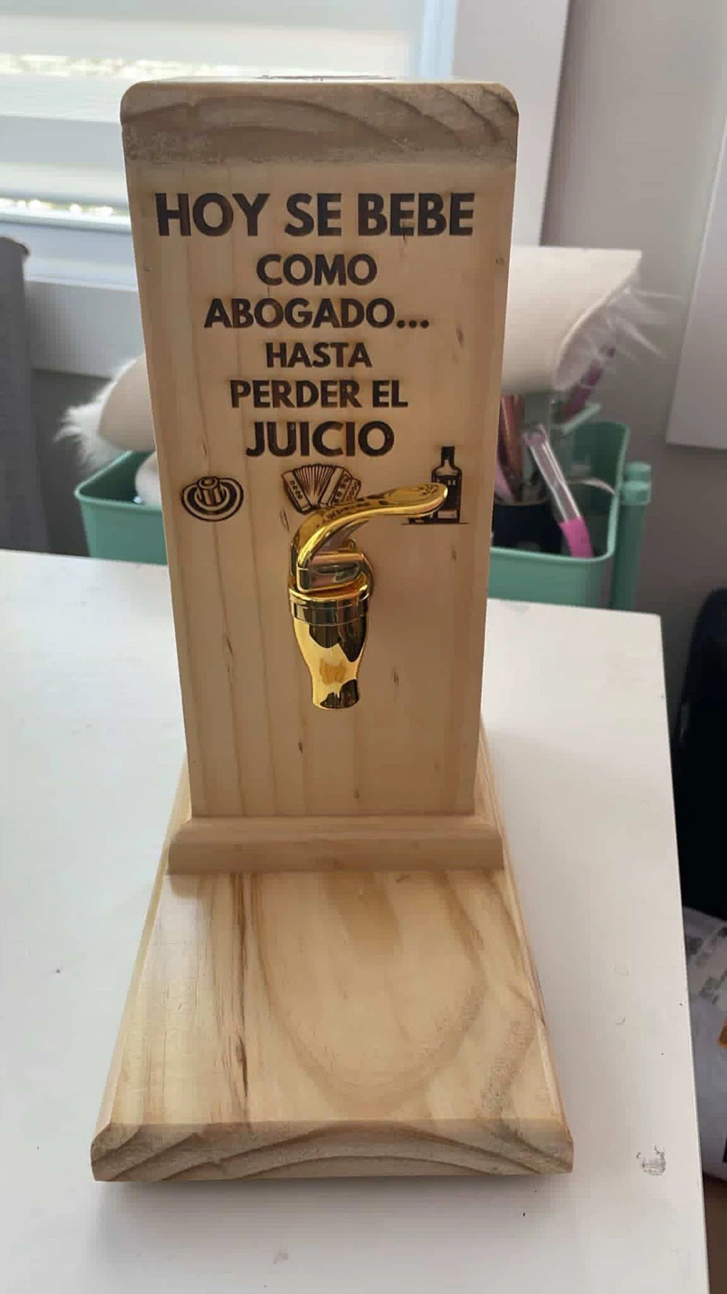 Wooden Beverage Dispenser with Gold Spigot