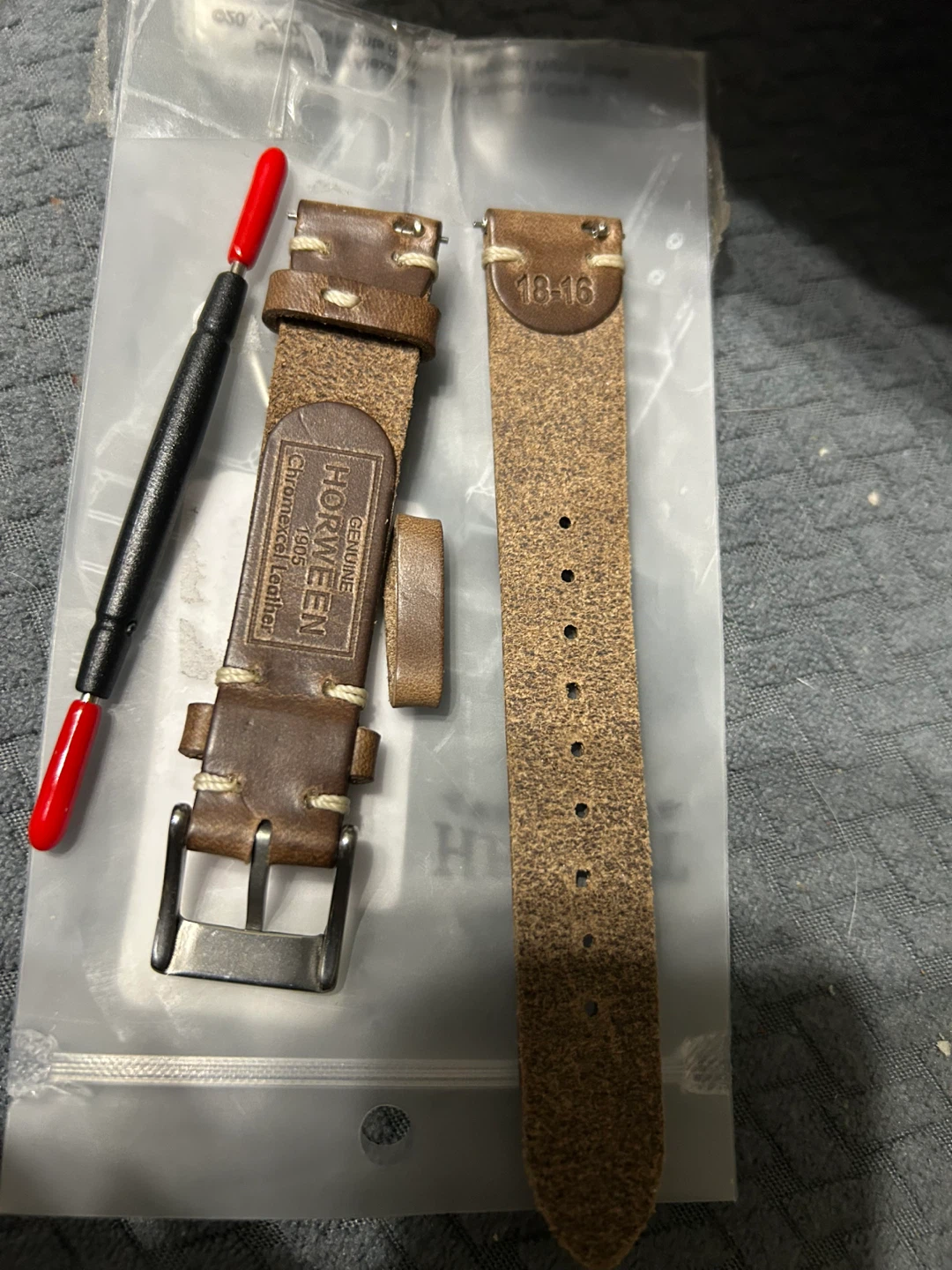 Horween Genuine Leather Watch Band 18-16mm Brown - photo 4