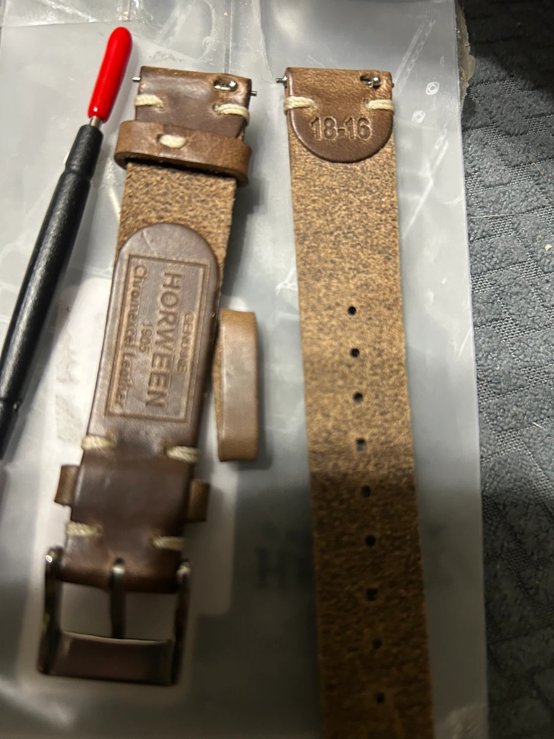 Horween Genuine Leather Watch Band 18-16mm Brown - photo 3
