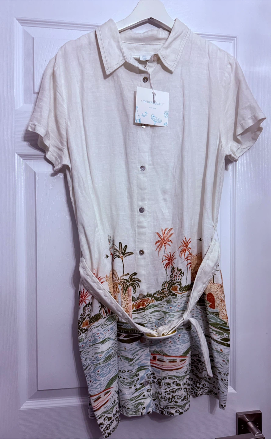 Cynthia Rowley Linen Blend Shirt Dress XL - photo 2