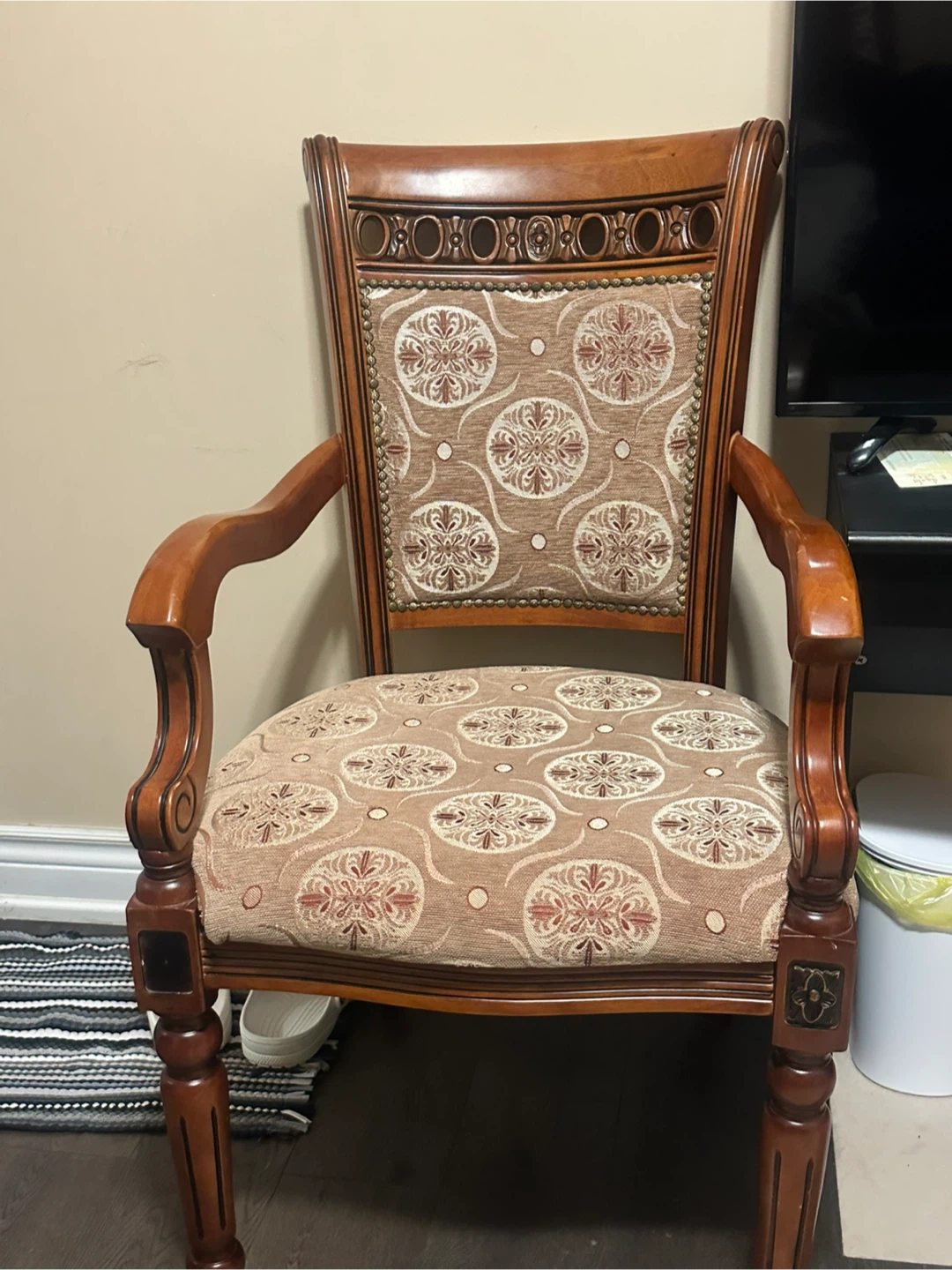 Wooden Armchair with Decorative Fabric - photo 2