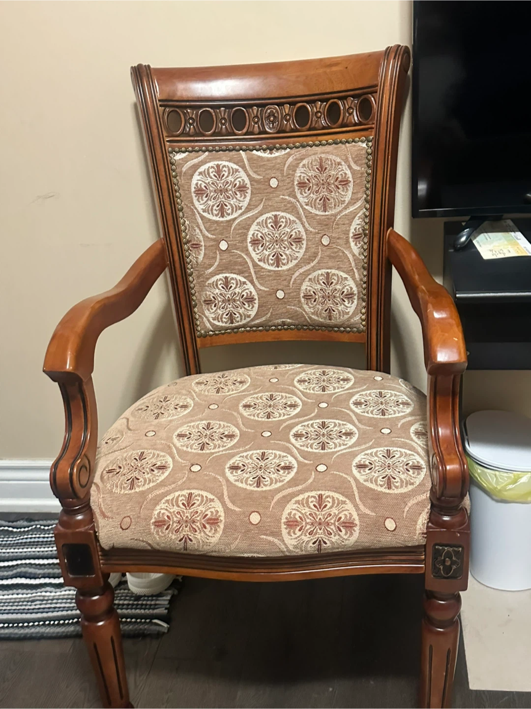 Wooden Armchair with Decorative Fabric - photo 5