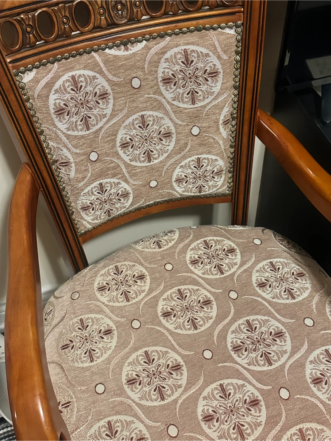 Wooden Armchair with Decorative Fabric - photo 3