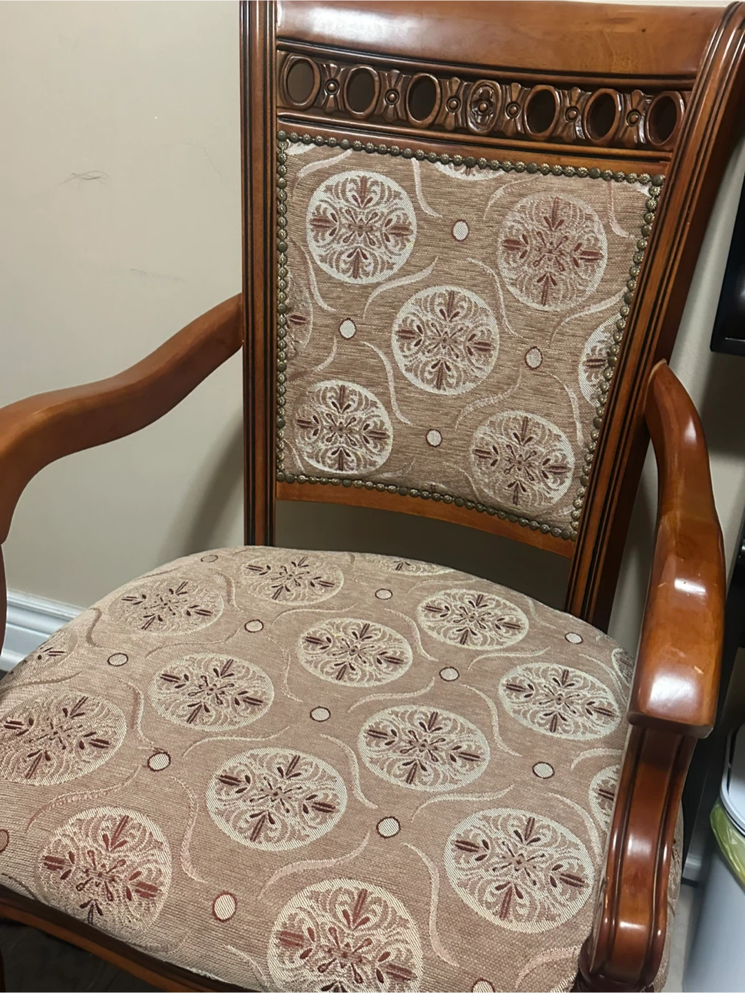 Wooden Armchair with Decorative Fabric - photo 4