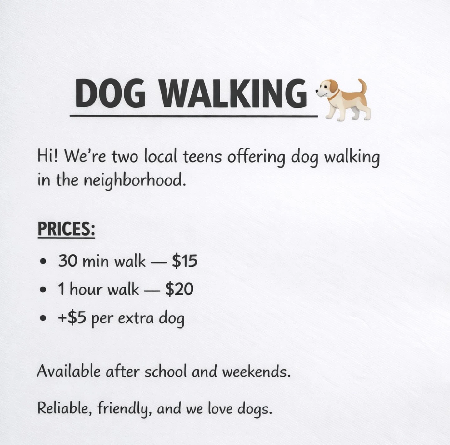 Local Dog Walking Service - Teens Available