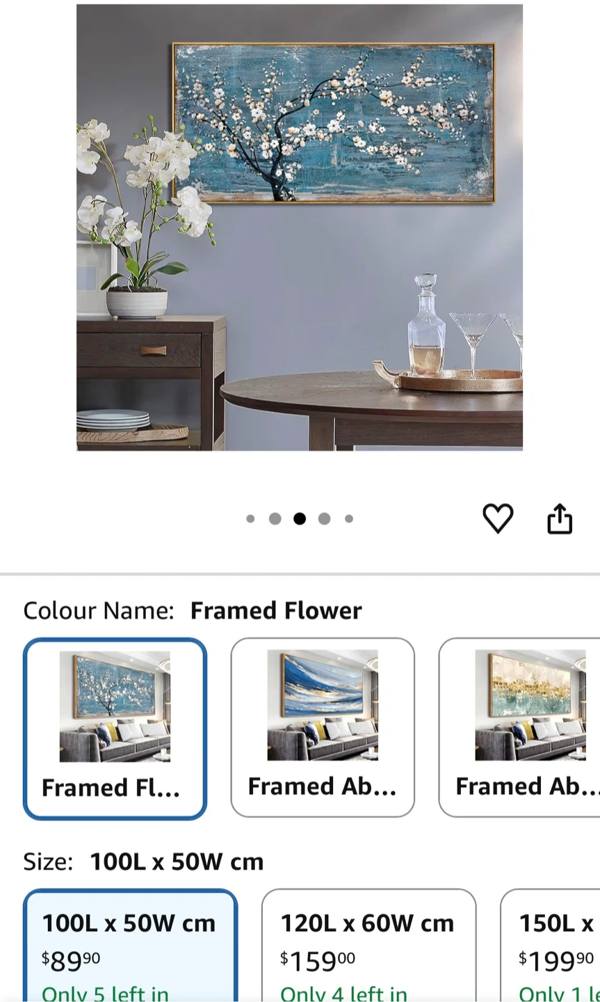 Framed Floral Wall Art - 100L x 50W cm - photo 4
