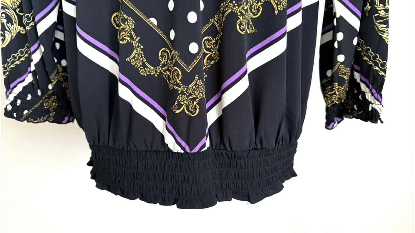 Alfani  Baroque Print Blouse with Smocked Hem - photo 4