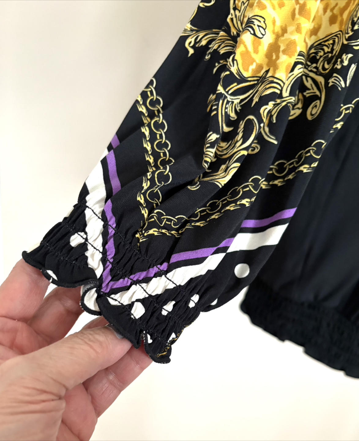 Alfani  Baroque Print Blouse with Smocked Hem - photo 5