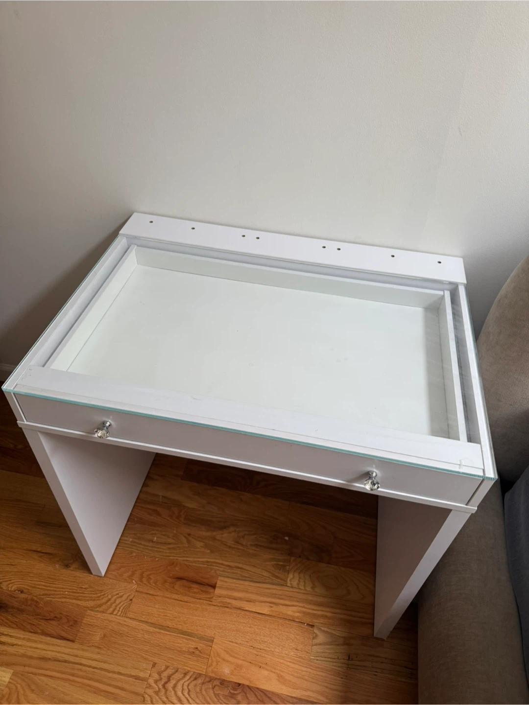 Make up vanity with Glass Top by and Chair - photo 2