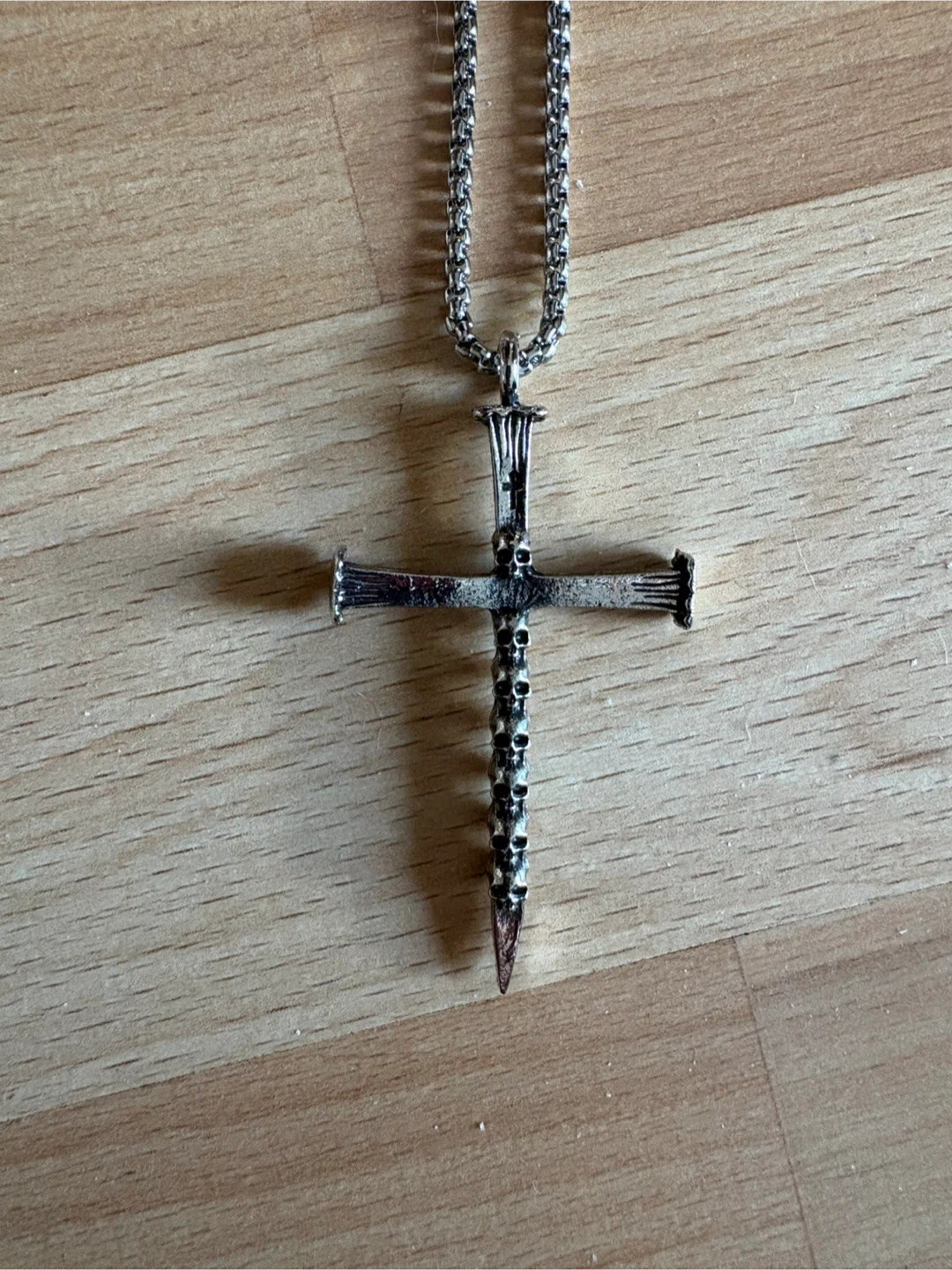 Silver Gothic Skulls Cross Necklace