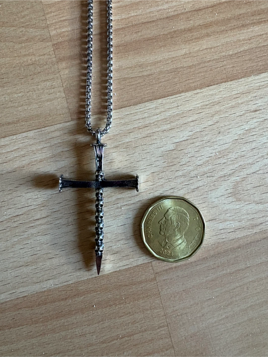 Silver Gothic Skulls Cross Necklace - photo 4